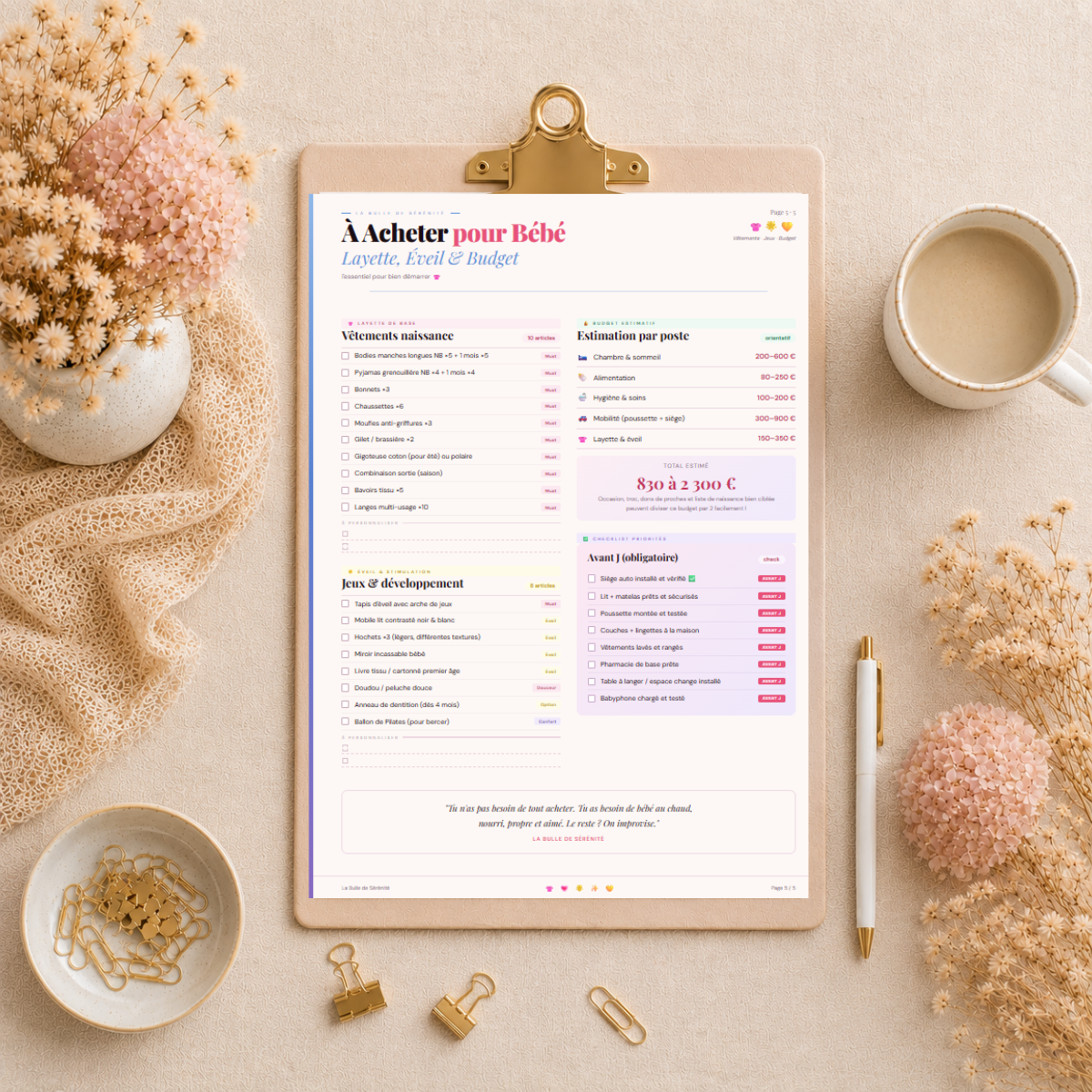 Planner Achats Bébé