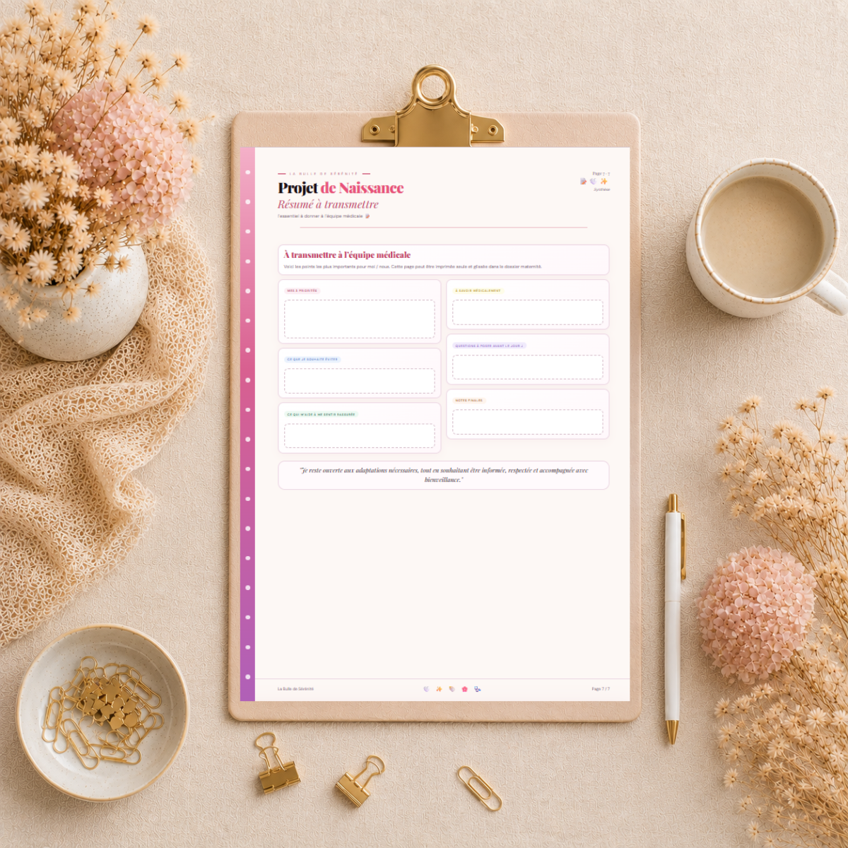 Planner Projet de Naissance